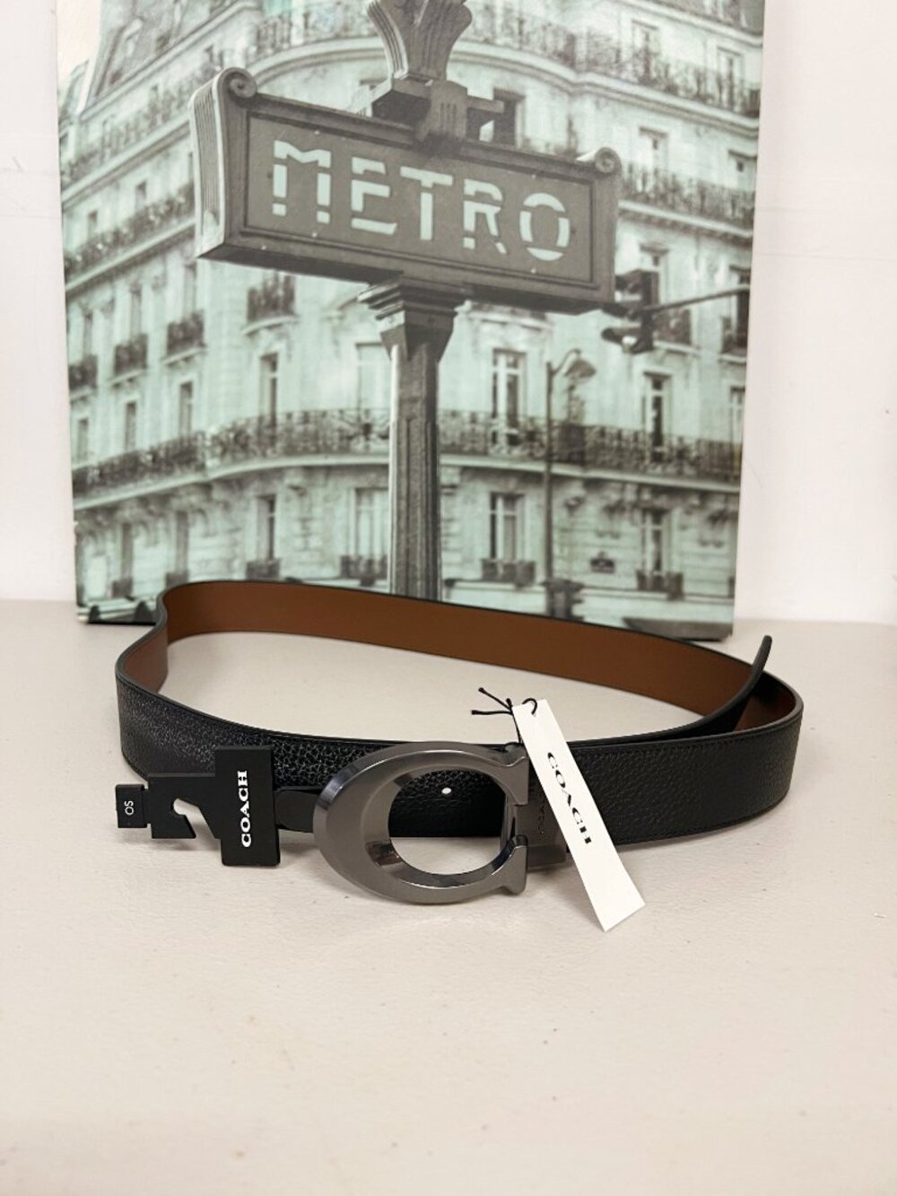 Coach 91305 Plaque Cut-To-Size Reversible Belt 38mm - Picture 2 of 7